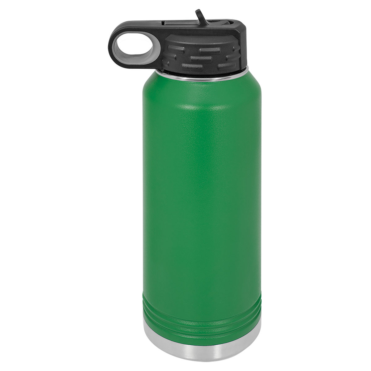Green with Silver Engraving 32oz Water Bottle - Laser Engraved Drinkware
