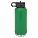 Green with Silver Engraving 32oz Water Bottle - Laser Engraved Drinkware