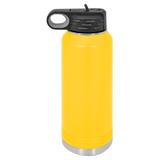Yellow with Silver Engraving 32oz Water Bottle - Laser Engraved Drinkware