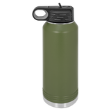 Olive Green with Silver Engraving 32oz Water Bottle - Laser Engraved Drinkware