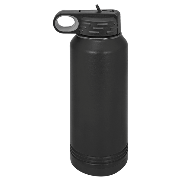 32oz Water Bottle Black with Ghost ION Plated - Laser Engraved Drinkware