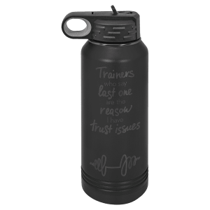 32oz Water Bottle Black with Ghost ION Plated - Laser Engraved Drinkware