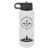32oz Water Bottle White with Ghost ION Plated - Laser Engraved Drinkware