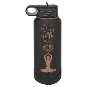 32oz Water Bottle Black with Rose-Gold ION Plated - Laser Engraved Drinkware