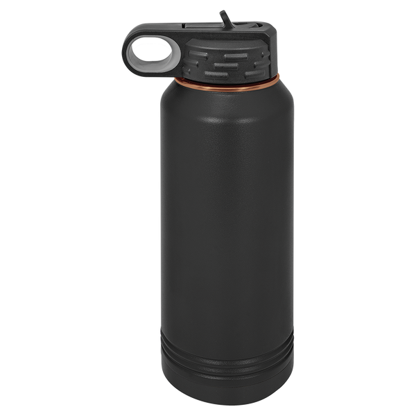 32oz Water Bottle Black with Rose-Gold ION Plated - Laser Engraved Drinkware