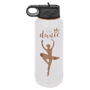 32oz Water Bottle White with Rose-Gold ION Plated - Laser Engraved Drinkware