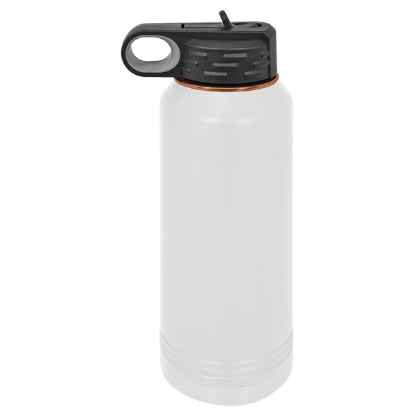 32oz Water Bottle White with Rose-Gold ION Plated - Laser Engraved Drinkware