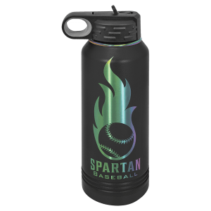 32oz Water Bottle Black with Prism ION Plated - Laser Engraved Drinkware