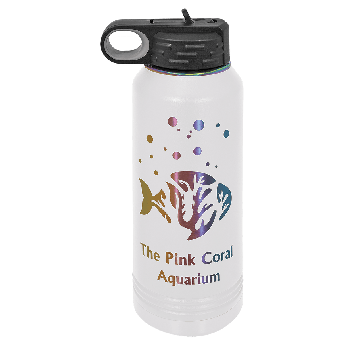 32oz Water Bottle White with Prism ION Plated - Laser Engraved Drinkware