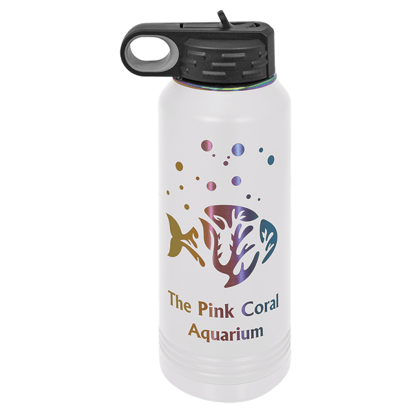 32oz Water Bottle White with Prism ION Plated - Laser Engraved Drinkware