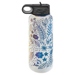 32oz Water Bottle White with Prism ION Plated - Laser Engraved Drinkware