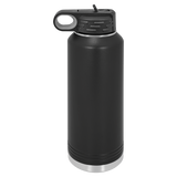 Black with Silver Engraving 40oz Water Bottle - Laser Engraved Drinkware