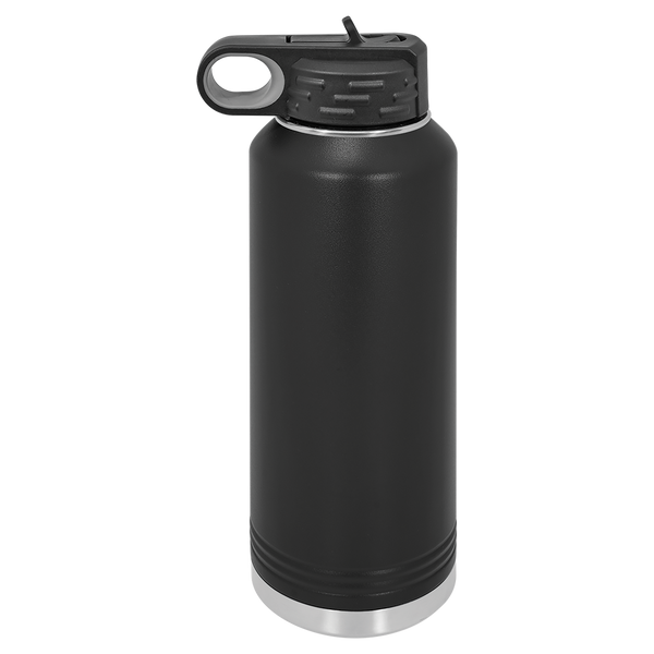 Black with Silver Engraving 40oz Water Bottle - Laser Engraved Drinkware
