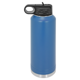 Royal Blue with Silver Engraving 40oz Water Bottle - Laser Engraved Drinkware