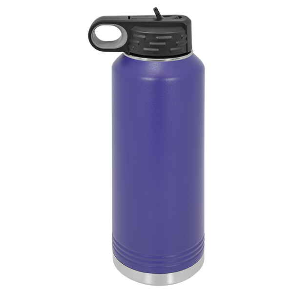 Purple with Silver Engraving 40oz Water Bottle - Laser Engraved Drinkware