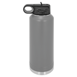 Dark Gray with Silver Engraving 40oz Water Bottle - Laser Engraved Drinkware