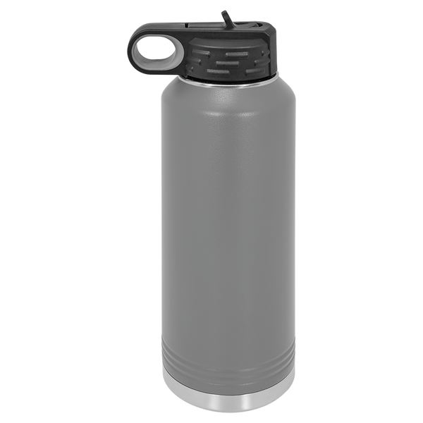 Dark Gray with Silver Engraving 40oz Water Bottle - Laser Engraved Drinkware