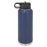 Navy Blue with Silver Engraving 40oz Water Bottle - Laser Engraved Drinkware