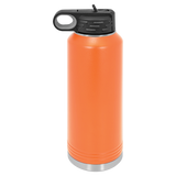 Orange with Silver Engraving 40oz Water Bottle - Laser Engraved Drinkware