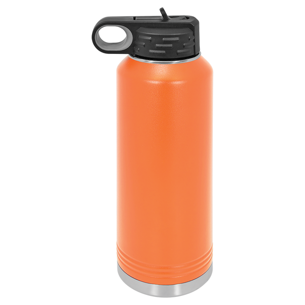 Orange with Silver Engraving 40oz Water Bottle - Laser Engraved Drinkware