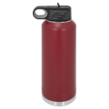 Maroon with Silver Engraving 40oz Water Bottle - Laser Engraved Drinkware