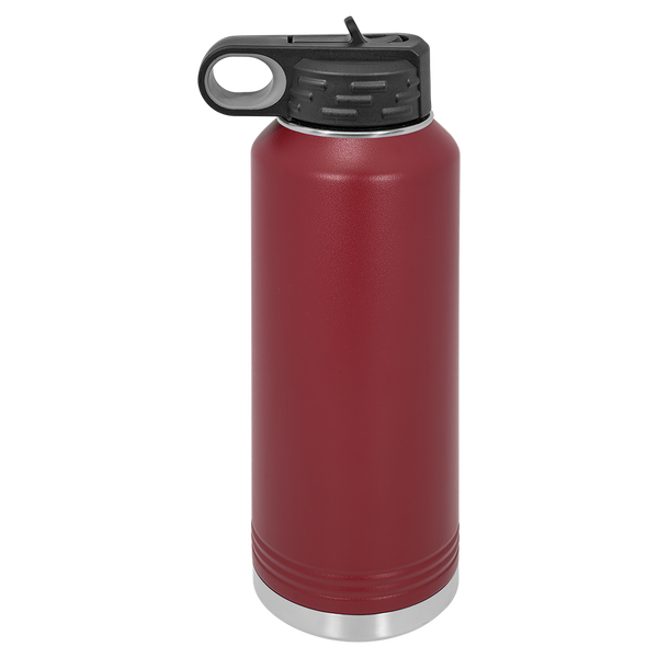 Maroon with Silver Engraving 40oz Water Bottle - Laser Engraved Drinkware