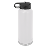 White with Silver Engraving 40oz Water Bottle - Laser Engraved Drinkware
