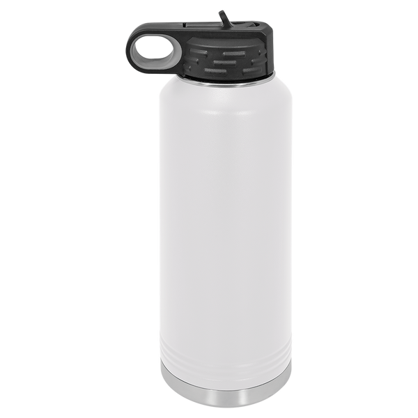 White with Silver Engraving 40oz Water Bottle - Laser Engraved Drinkware