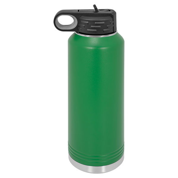 Green with Silver Engraving 40oz Water Bottle - Laser Engraved Drinkware