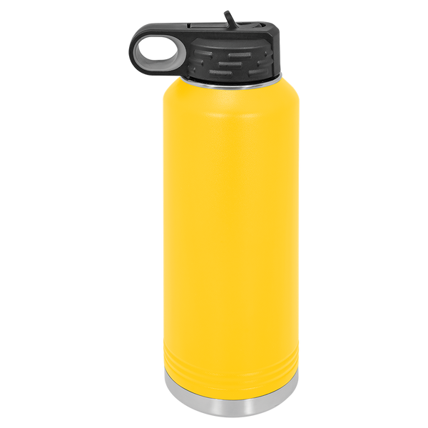 Yellow with Silver Engraving 40oz Water Bottle - Laser Engraved Drinkware