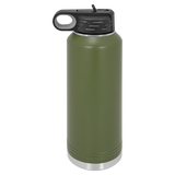 Olive Green with Silver Engraving 40oz Water Bottle - Laser Engraved Drinkware