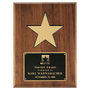 Gold Aluminum Star Solid Walnut Plaque w/ Recessed Area/Black Brass Plate - Custom Engraved Plaque