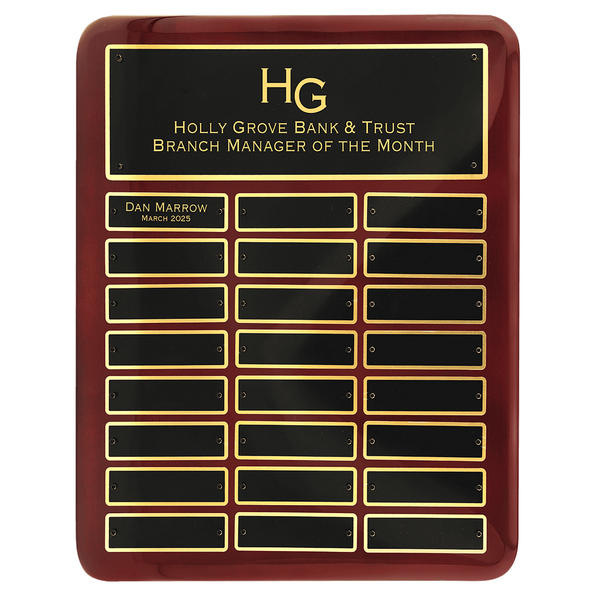 Perpetual Plaque - Rosewood with 24 Brass Plates | Employee of Month