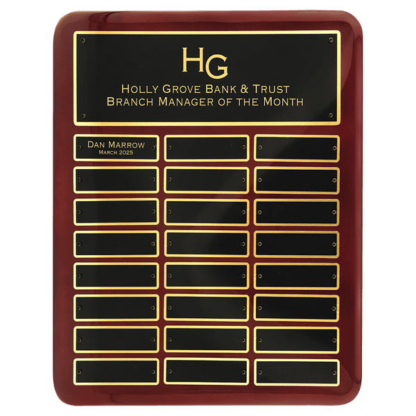 Perpetual Plaque - Rosewood with 24 Brass Plates | Employee of Month