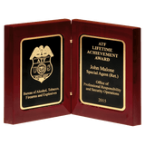 High Gloss Rosewood Finish Book Award with Two LaserFX Plates - Laser Engraved Gift