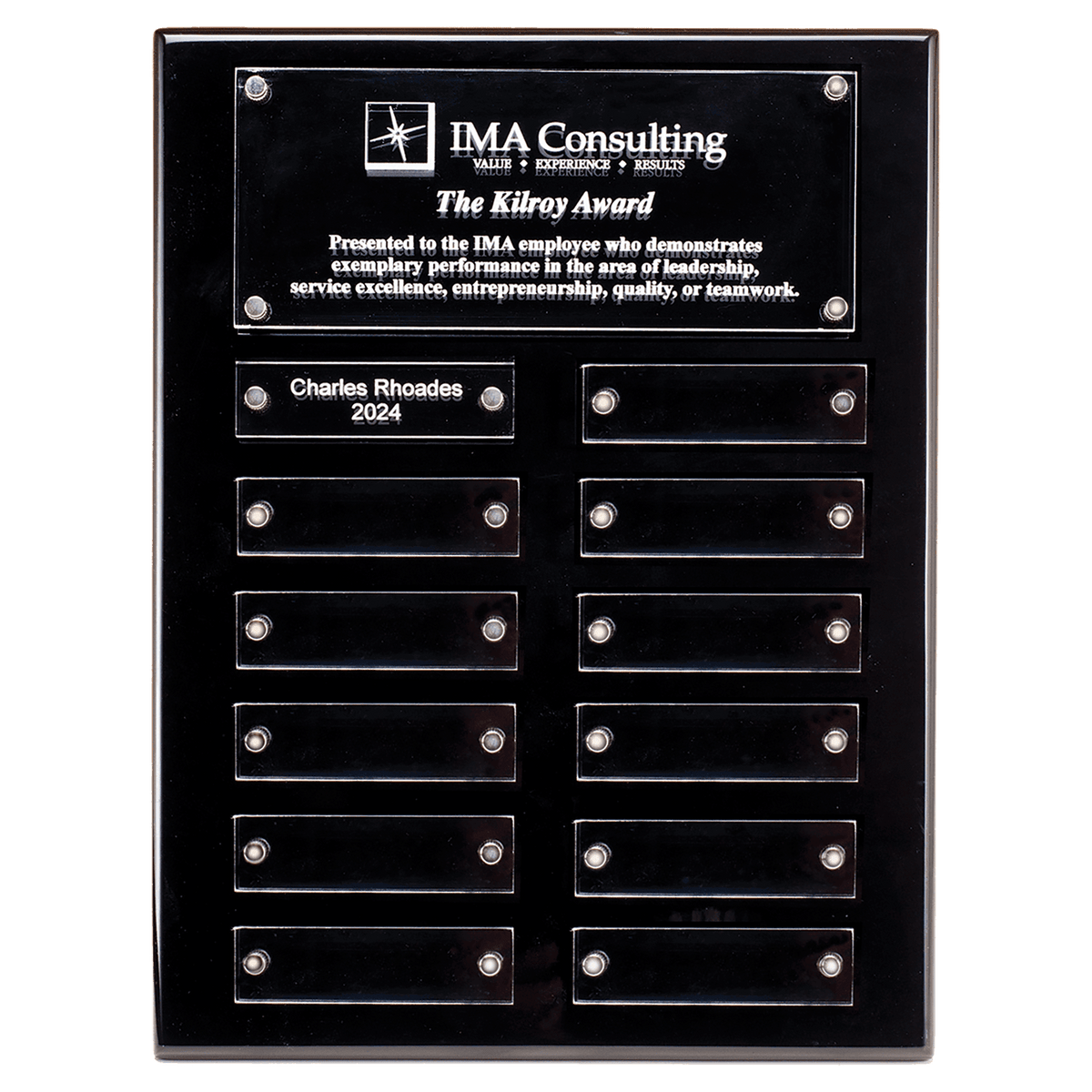 High Gloss Perpetual Plaque with Acrylic Engraving Plates - Custom Engraved Plaque