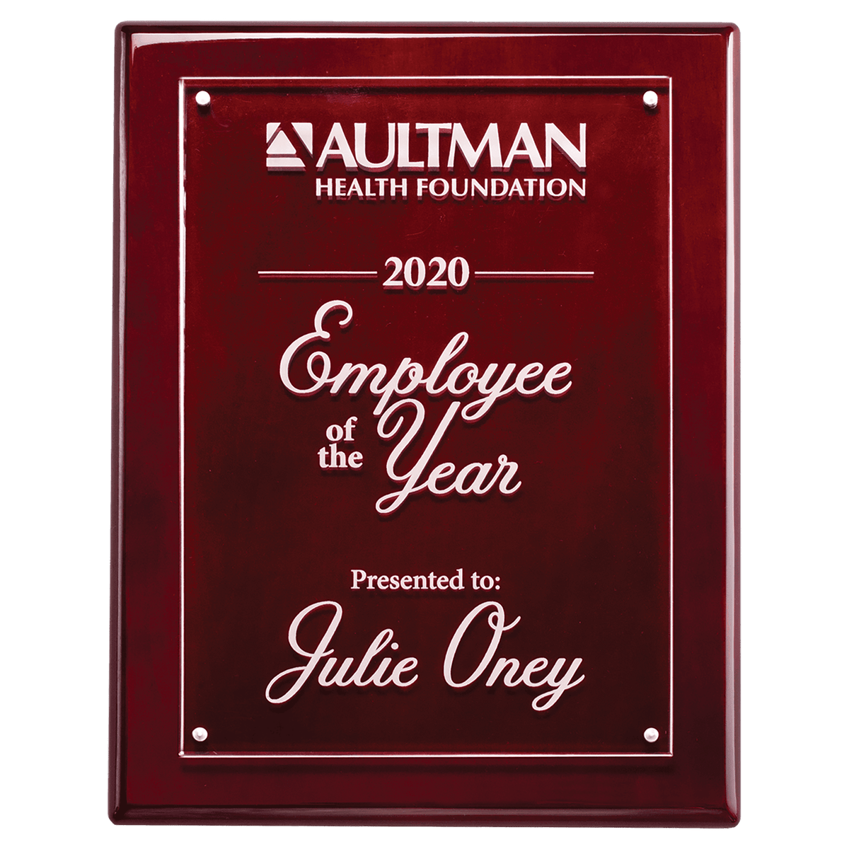 High-Lustr Plaque with Acrylic Engraving Plate - Custom Engraved Plaque