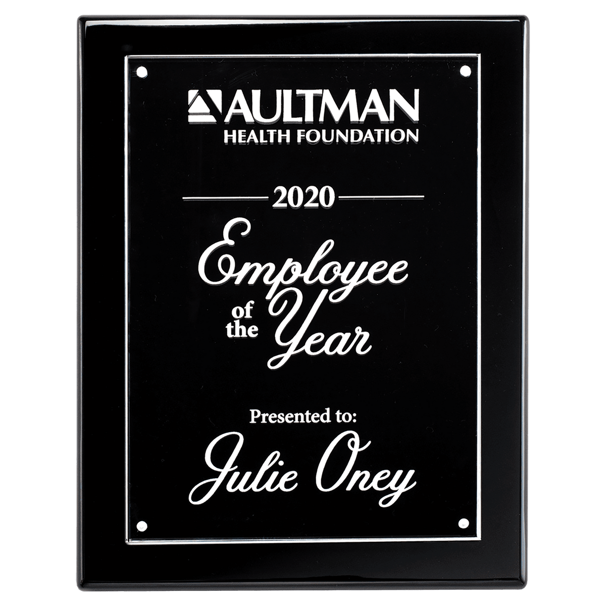 High-Lustr Plaque with Acrylic Engraving Plate - Custom Engraved Plaque