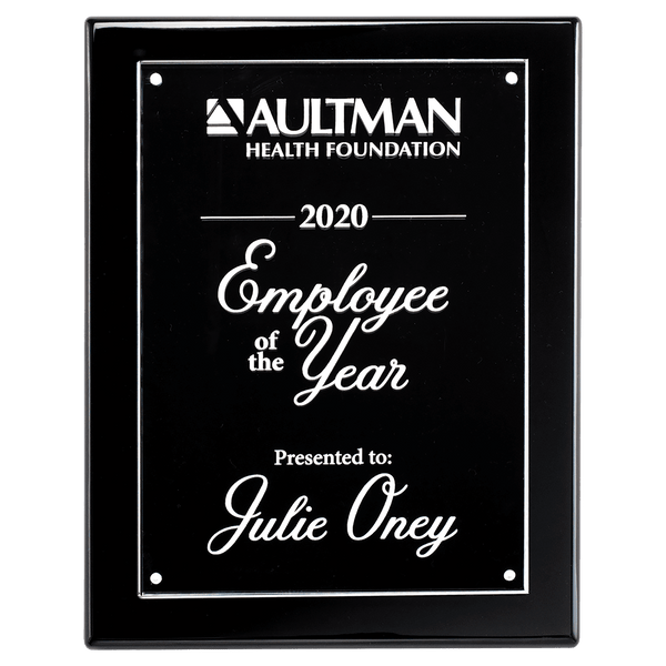 High-Lustr Plaque with Acrylic Engraving Plate - Custom Engraved Plaque