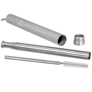 Collapsible Metal Straw with Case and Cleaning Brush - Laser Engraved Gift