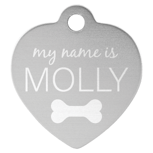 Heart-Shaped Pet Tag - Laser Engraved Pet Accessory
