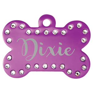 Swarovski Bling Bone Pet Tag - Laser Engraved Pet Accessory