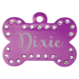 Swarovski Bling Bone Pet Tag - Laser Engraved Pet Accessory