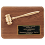 Walnut Plaque with Antique Bronze Cast Gavel and Brass Plate - Custom Engraved Plaque