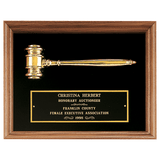 Velour with American Walnut Frame with Gold Electroplated Metal Gavel - Laser Engraved Gift