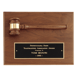 Walnut Gavel Plaque with Sounding Block - Premium Judicial Award - Custom Engraved Plaque