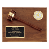 Walnut Gavel Plaque with Activity Insert - Judicial & Club Officer Award - Custom Engraved Plaque