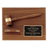 Walnut Gavel Plaque with Sounding Block - Premium Judicial Award - Custom Engraved Plaque