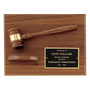 Walnut Gavel Plaque with Sounding Block - Premium Judicial Award - Custom Engraved Plaque