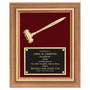 American Walnut Frame with Gold Electroplated Metal Gavel on Maroon Velour - Laser Engraved Gift